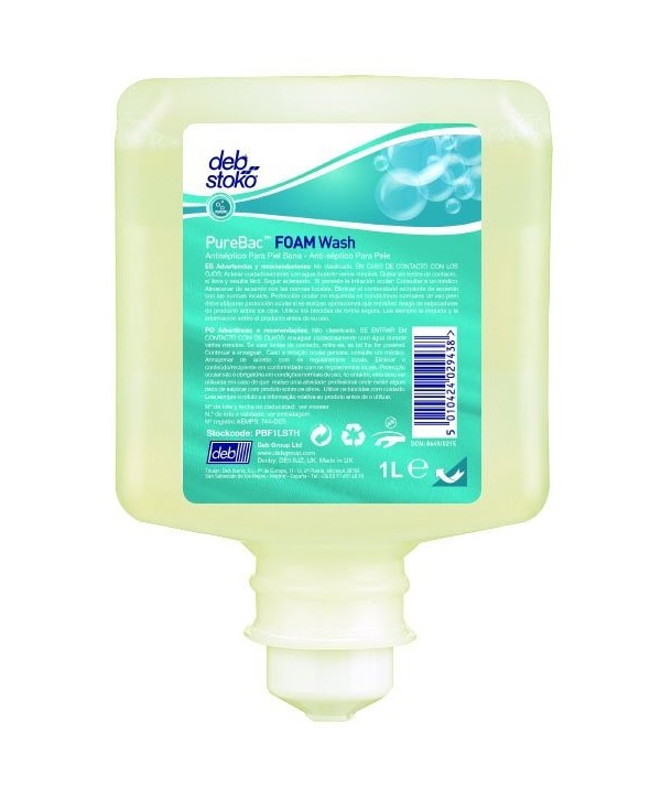 DEB PUREBAC FOAM WASH 6*1l *Espuma Bactericida y Fungicida sin perfume*
