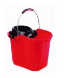 CUBO CON ESCURRIDOR Y ASA METAL ROJO 16L.