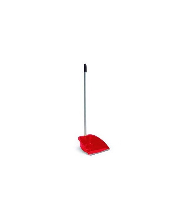 RECOGEDOR C/MANGO METALICO Y GOMA ROJO 1u