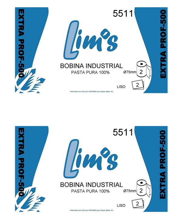 BOBINA IND 2/C PASTA LIMS-5511 MEC-1500 LAMINADA 500m*23cm 1400ser 2u