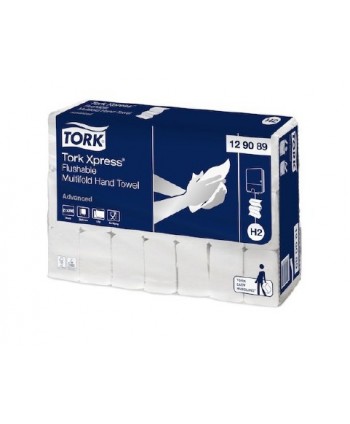 TOALLA ENTREDOBLADA 2/C BLANCA SUAVE FLUSHABLE TORK ADVANCE H2 24cm*21,3cm 200ser*21u