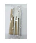 SET CUBIERTOS CPLA: Tenedor Cuchillo  Cuchara  Servilleta marrón 500u