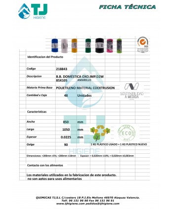 B.BASURA BIO 85*105 G-90 AMARILLO 10u *CAJA COMPLETA 48 ROLLOS*