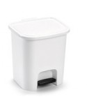 PAPELERA CUADRADA 8l CON PEDAL TAPA ABATIBLE BLANCO 1u