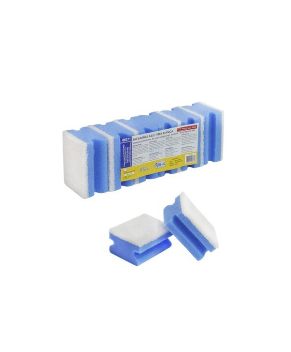 ESTROPAJO SALVAUÑAS AZUL + FIBRA BLANCA 70*90mm 6u
