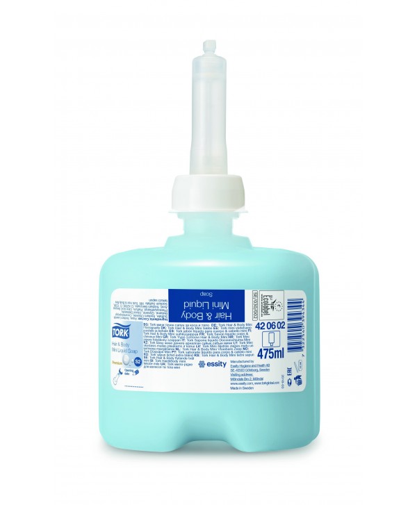 JABON CABELLO Y CUERPO AZUL 0,5l TORK PREMIUM S2 1u