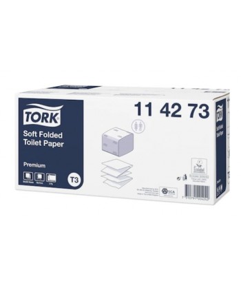 PAPEL HIGIENICO PLEGADO 2/C TORK PREMIUM SUAVE BLANCO 19cm*11cm 252ser*30u