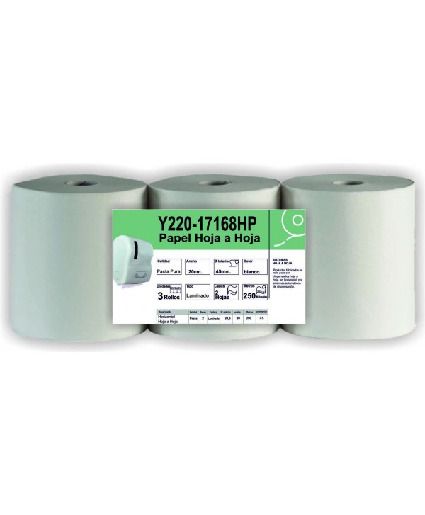 SECAMANOS BOBINA AUTOCORTE 2/C LAMINADO PASTA PURA 1,68kg 250m D-45 3u