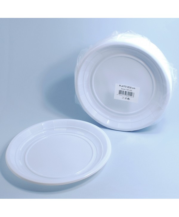 PLATO PLASTICO 20,5CM LLANO C/LENGUETA 14*100u
