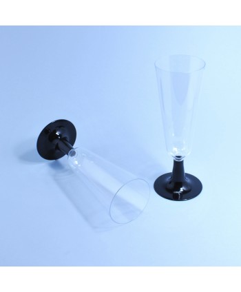 COPA CAVA TIPO FLAUTA CON PIE NEGRO 18*12u