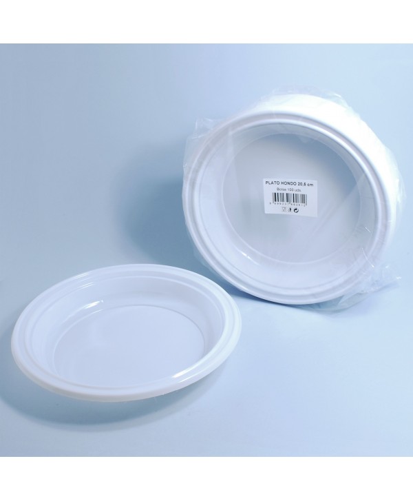 PLATO PLASTICO 20,5CM HONDO 14*100U