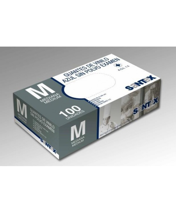 GUANTE VINILO AZUL T-P 100u *Sin polvo* G-4,5