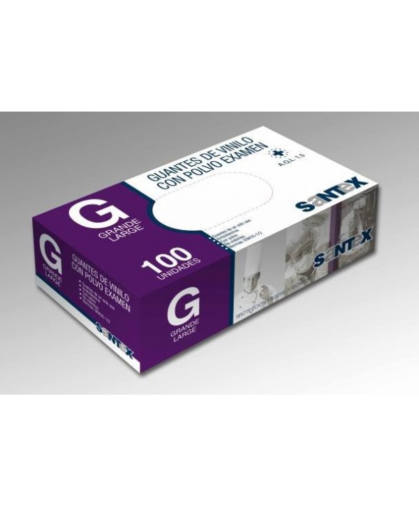 GUANTE VINILO BLANCO T-P 100u *Con polvo* G-4,5