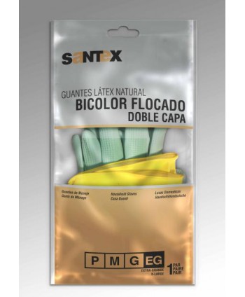 GUANTE MENAJE BICOLOR T-M AMARILLO-VERDE 2 CAPAS 1u