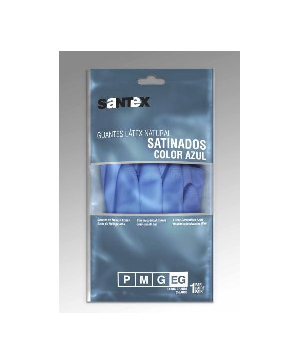 GUANTE MENAJE SATINADO AZUL T-M 1u