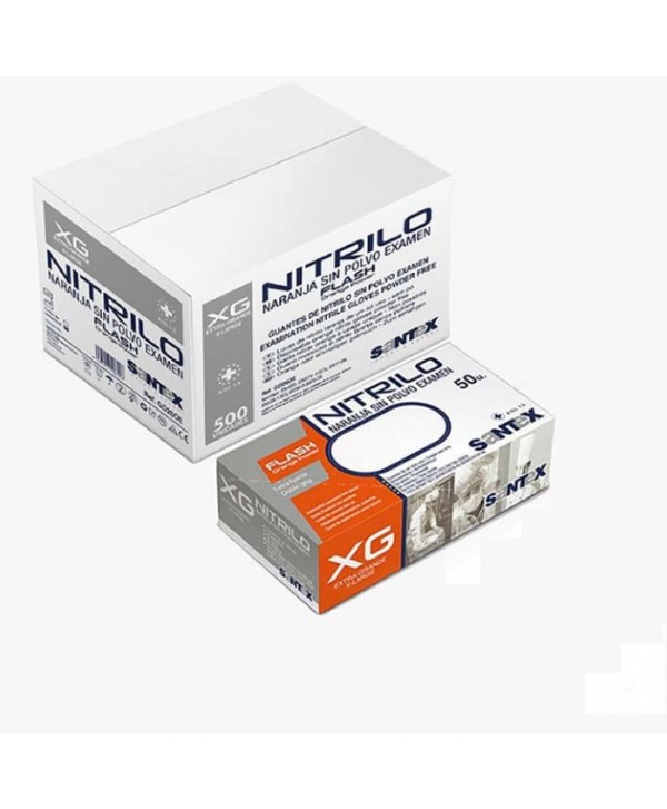 GUANTE NITRILO FLASH NARANJA T-G 50u *sin polvo* G-8,0