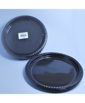 PLATO PLASTICO 26cm NEGRO PREMIUM 10*50u